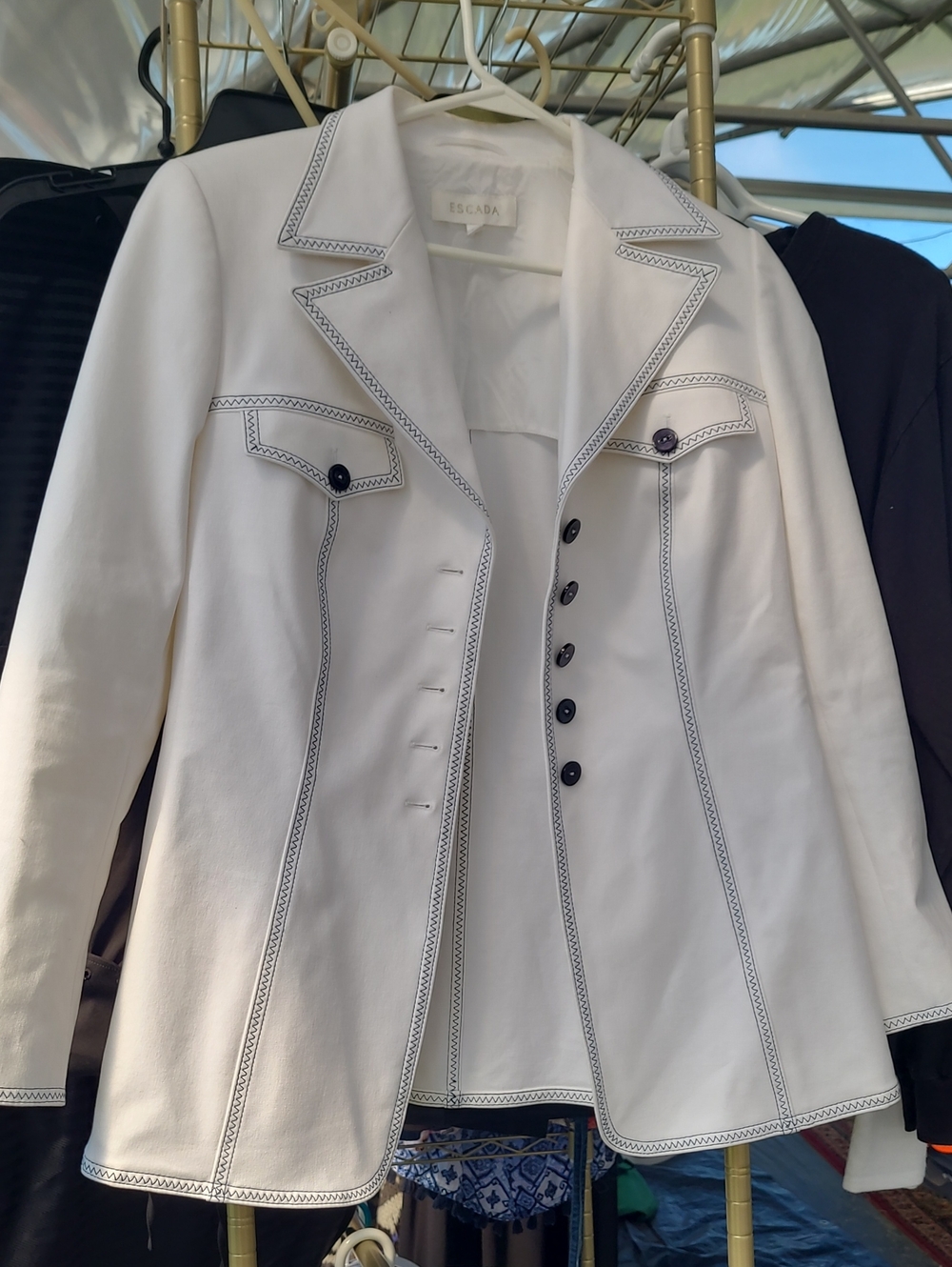 Escada Cream Blazer with Black Button Accents